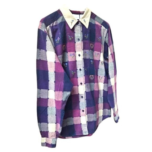 BOBBIE BROOKS Vintage Quilted Pattern Floral,Heart,Embroidery design Blouse - Picture 9 of 14